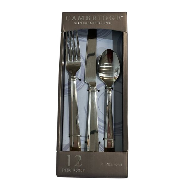 Cambridge‎ Silversmiths Flatware Set Jensen Mirror Service For 4 12Pc Classic - Picture 1 of 6
